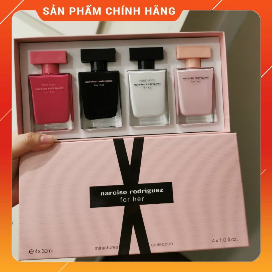 Set 4 chai Nước Hoa Narciso Rodriguez 30ml/1 chai Cực Thơm Lưu Hương 12h Kèm Hộp Sang Trọng, Set Nước Hoa Narciso