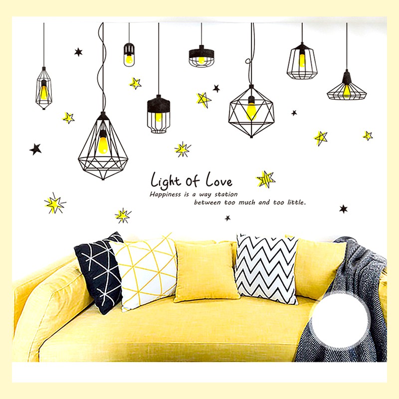 Giấy Dán Tường Phòng Khách - Đèn Chùm Light Of Love - Decal Dán Tường Hàn Quốc  Có Keo Sẵn Mã DT039- Tranh Dán Tường 3D