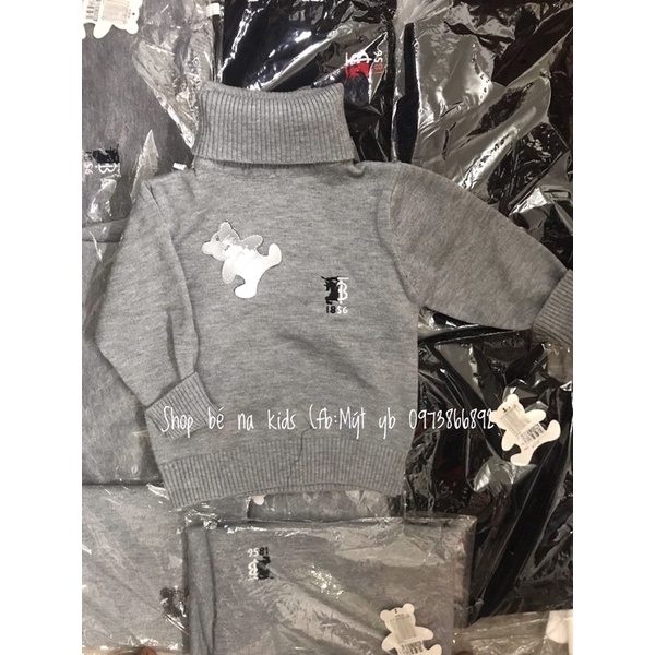 Áo len cổ lọ thêu chữ TB cho bé 8-20kg