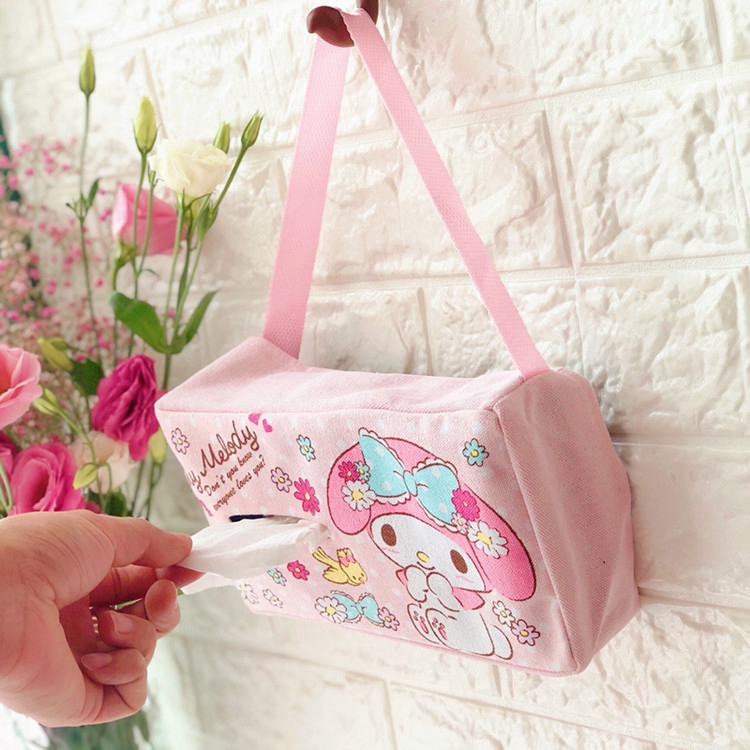 Hộp Đựng Khăn Giấy Họa Tiết Hoạt Hình Snoopy Hello Kitty Treo Sau Ghế Xe Hơi Ốp