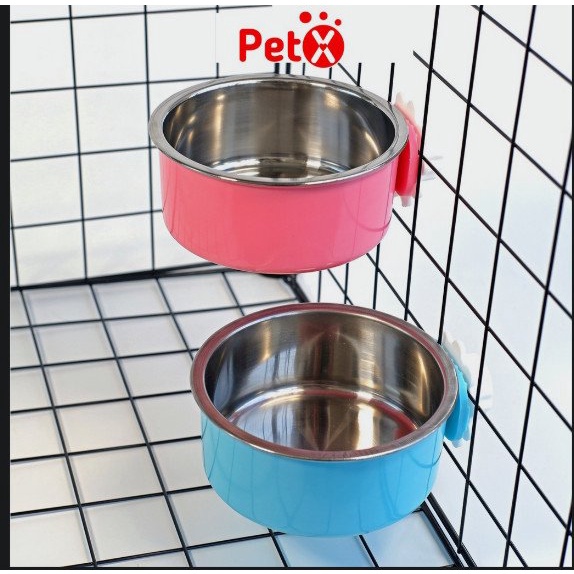 Bát ăn trơn inox gắn chuồng cho chó mèo / Chén ăn inox treo chuồng thú cưng