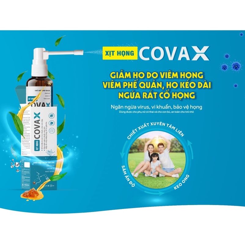 Xịt họng Covax 20ml - Xịt họng có chứa Xuyên Tâm Liên giúp giảm ho do viêm họng, viêm phế quản