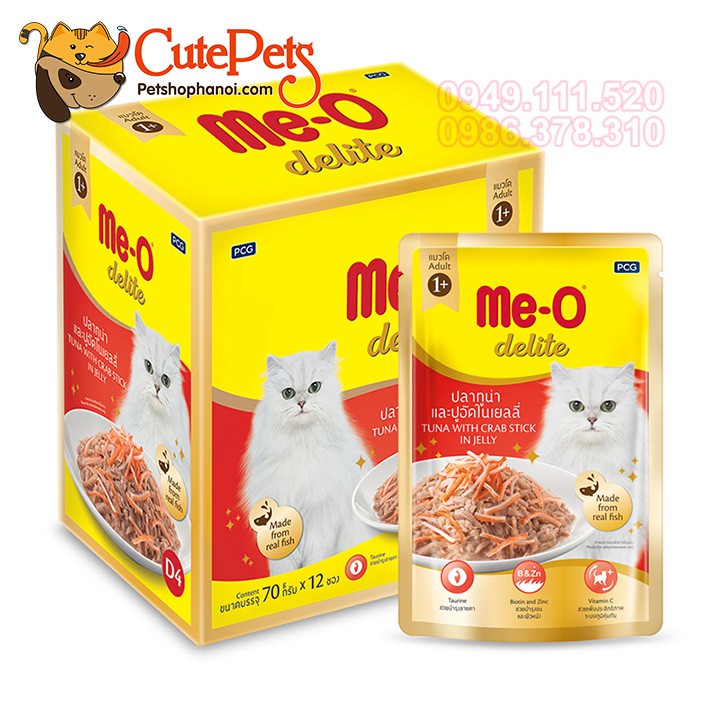 Thức ăn ướt xốt Me-O Delite 70g Dành cho mèo lớn