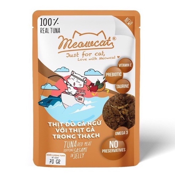 Pate MEOWCAT cho mèo con mèo lớn gói 70g đủ vị