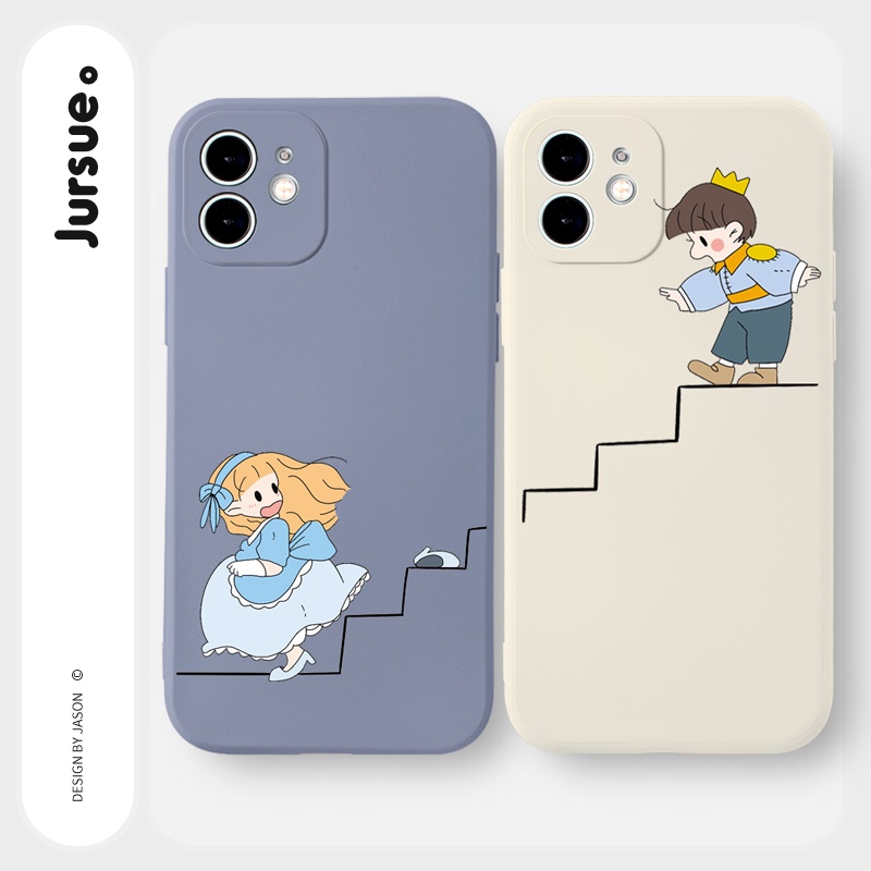 Ốp lưng JURSUE hoạt hình cặp đôi dễ thương đẹp cho iPhone 13 12 11 Pro Max SE 2020 X XR XS 8 7 ip 6S 6 Plus kute Y1819