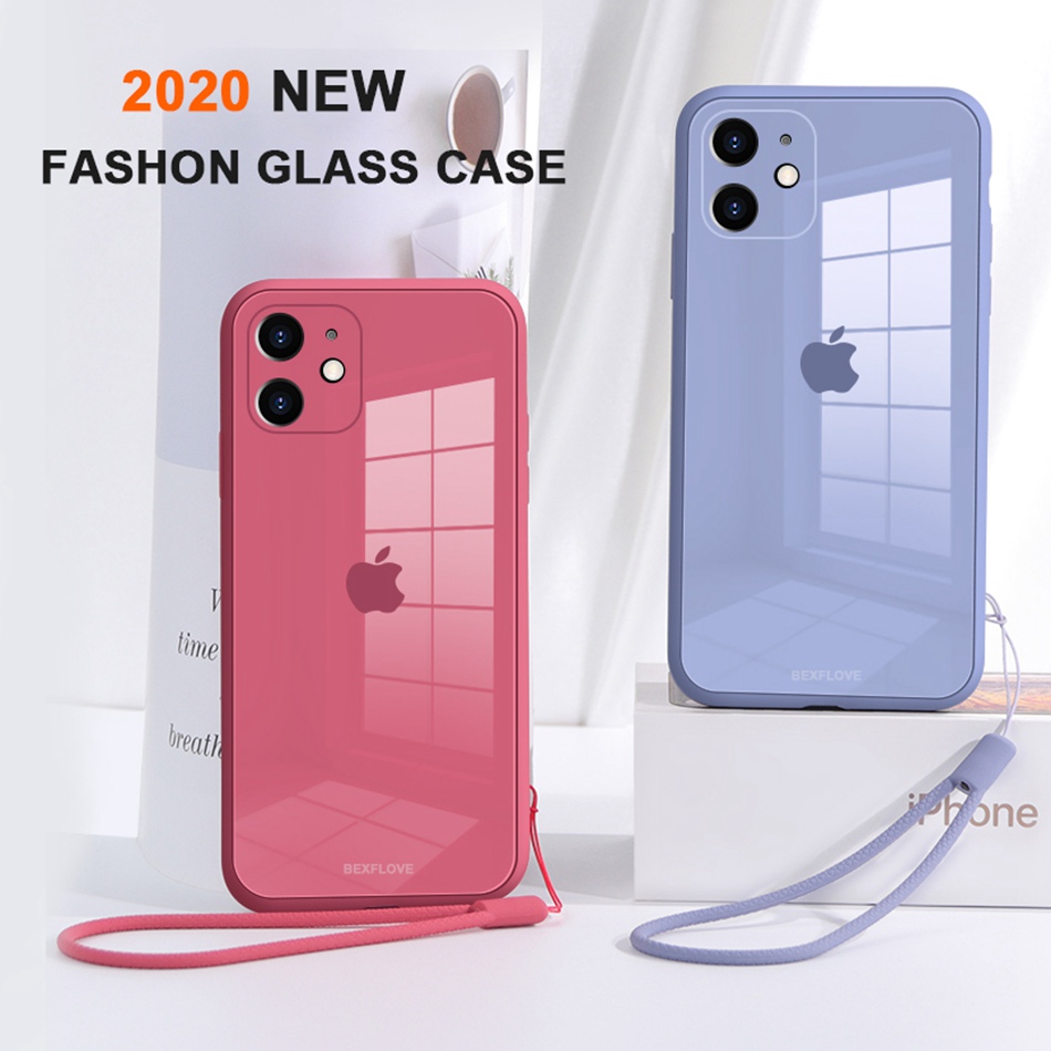 Ốp Điện Thoại Mặt Kính Kèm Dây Đeo Cho Iphone 7 Plus 8 Plus 12 11 Pro Max X Xr Xs 11pro 12pro Max 12mini 7plus 8plus | BigBuy360 - bigbuy360.vn