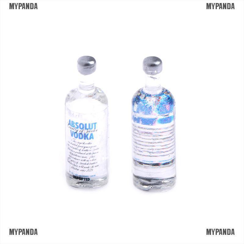 MYPANDA 2Pcs 1:12 miniature wine vodka bottles doll house decor accessories