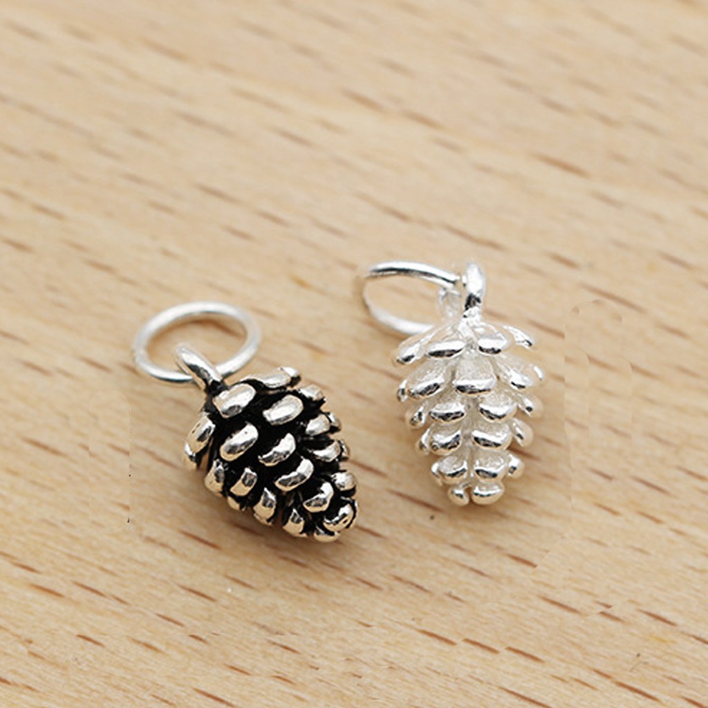 Phụ kiện Charm bạc Mặt cây thông nhỏ treo
