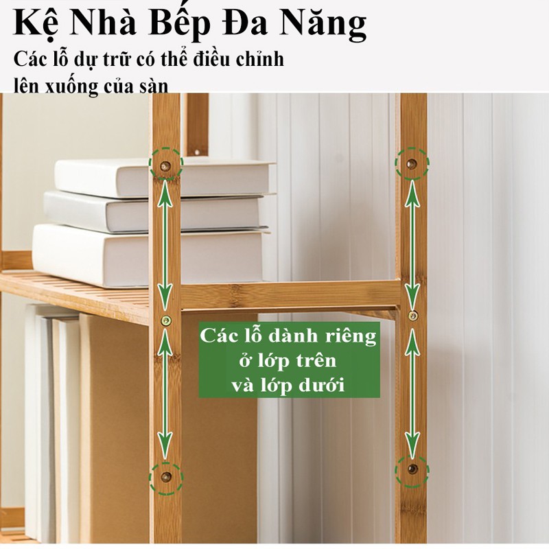 Kệ Nhà Bếp Đa Năng 3 Tầng, Kệ Để Đồ Đa Năng Bằng Gỗ Tự Nhiên