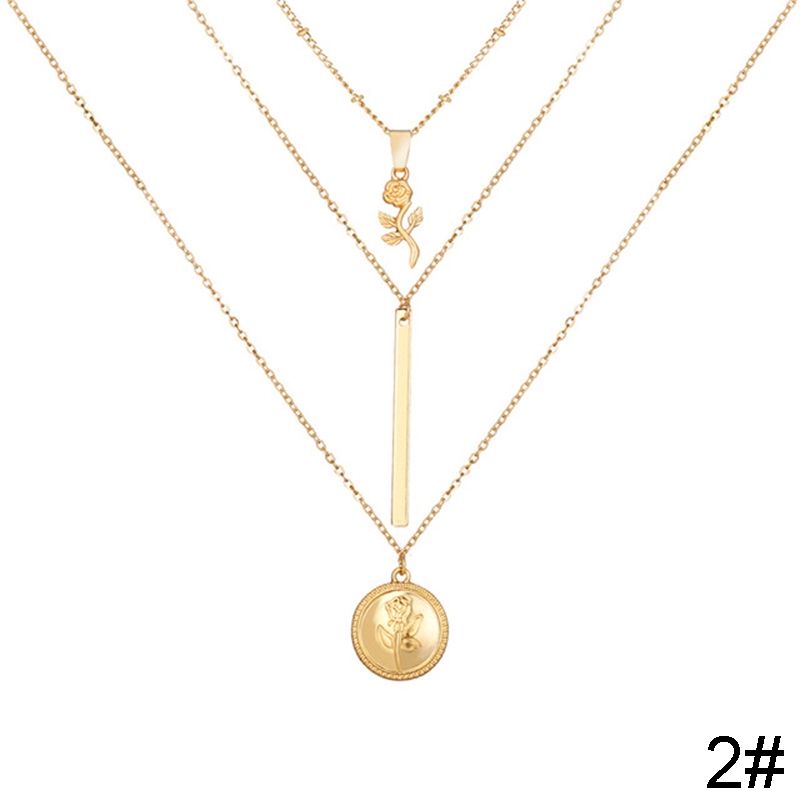 Dây Chuyền Nhiều Lớp Mặt Hình Hoa Hồng Thời Trang Cho Nữ