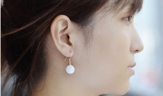 Bông tai bạc ta đá pha lê dáng móc BT0426