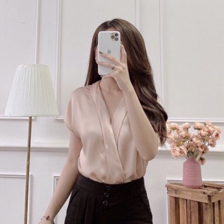 ⚡️bán sỉ⚡️ sơ mi lụa cổ v nẹp 4 màu