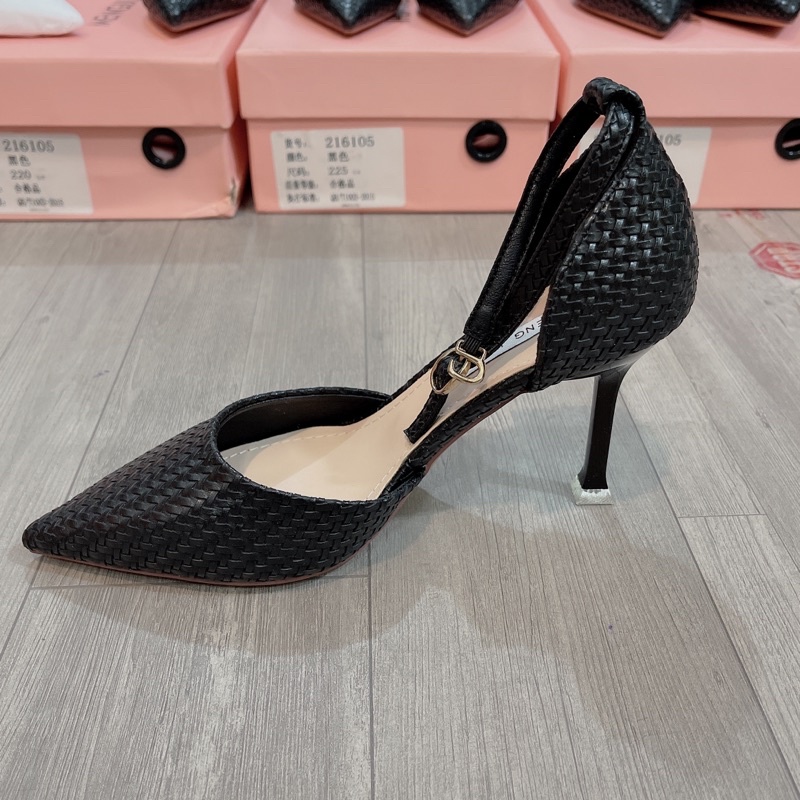 Giầy cao gót sandal 7cm, giày cao gót mũi nhọn màu đen,