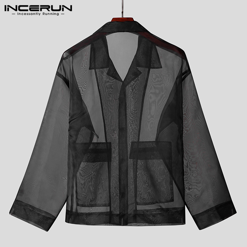 Áo Sơ Mi INCERUN Tay Dài Dạng Lưới Xuyên Thấu Gợi Cảm Cho Nam | BigBuy360 - bigbuy360.vn