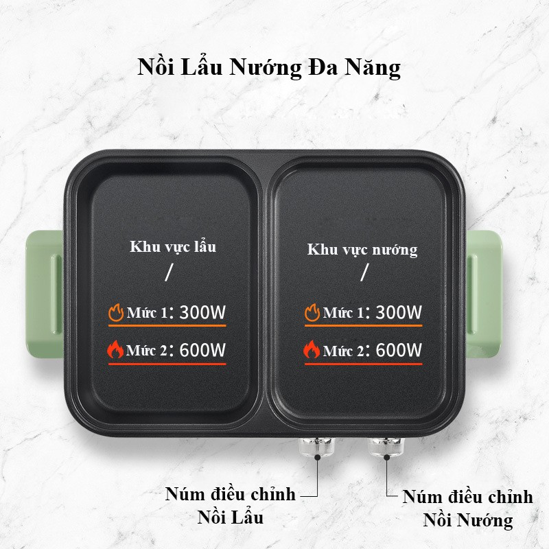 Bếp Nướng Lẩu Điện LvYang Không Khói Chống Dính 2 Trong 1 Cao Cấp - Nồi Lẩu Nướng Đa Năng Chính Hãng Vừa Lẩu Vừa Nướng