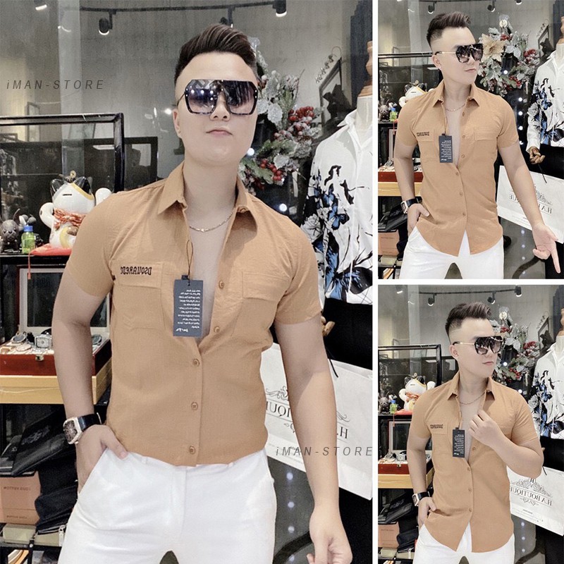 Áo Sơ Mi Đũi Ngắn Tay Túi Hộp, Áo Sơ Mi Nam Hàn Quốc Chất Đũi DS-Squareds Siêu Mịn, Thoáng Mát | BigBuy360 - bigbuy360.vn
