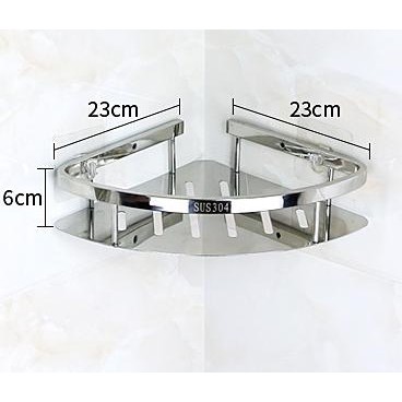 Kệ góc inox 304, dán tường 1 tầng