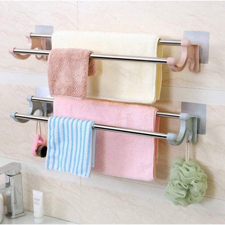 📣📣 Bộ thanh inox treo khăn mặt khăn tắm dán tường trong nhà tắm, nhà vệ sinh (loại dài)