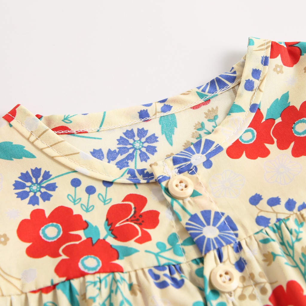 Bộ Quần Áo Sanlutoz In Hoa Chất Vải Cotton Thời Trang Mùa Hè Dành Cho Bé Gái