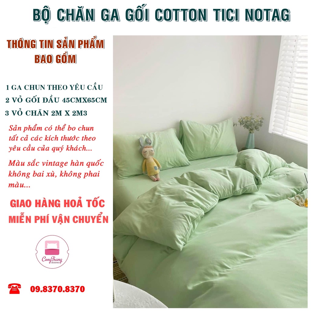 Bộ vỏ chăn ga gối cotton đũi phối 3 màu cao cấp - hồng trắng
