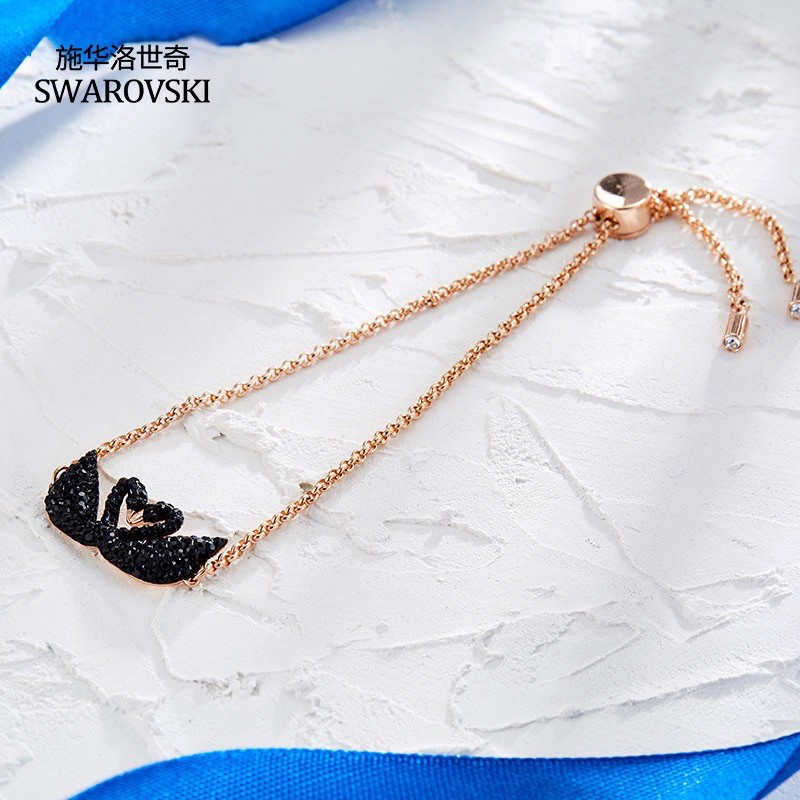 Vòng Tay Mạ Bạc 925 Trang Trí Thiên Nga Đính Đá Xinh Xắn Mẫu Mới 2023