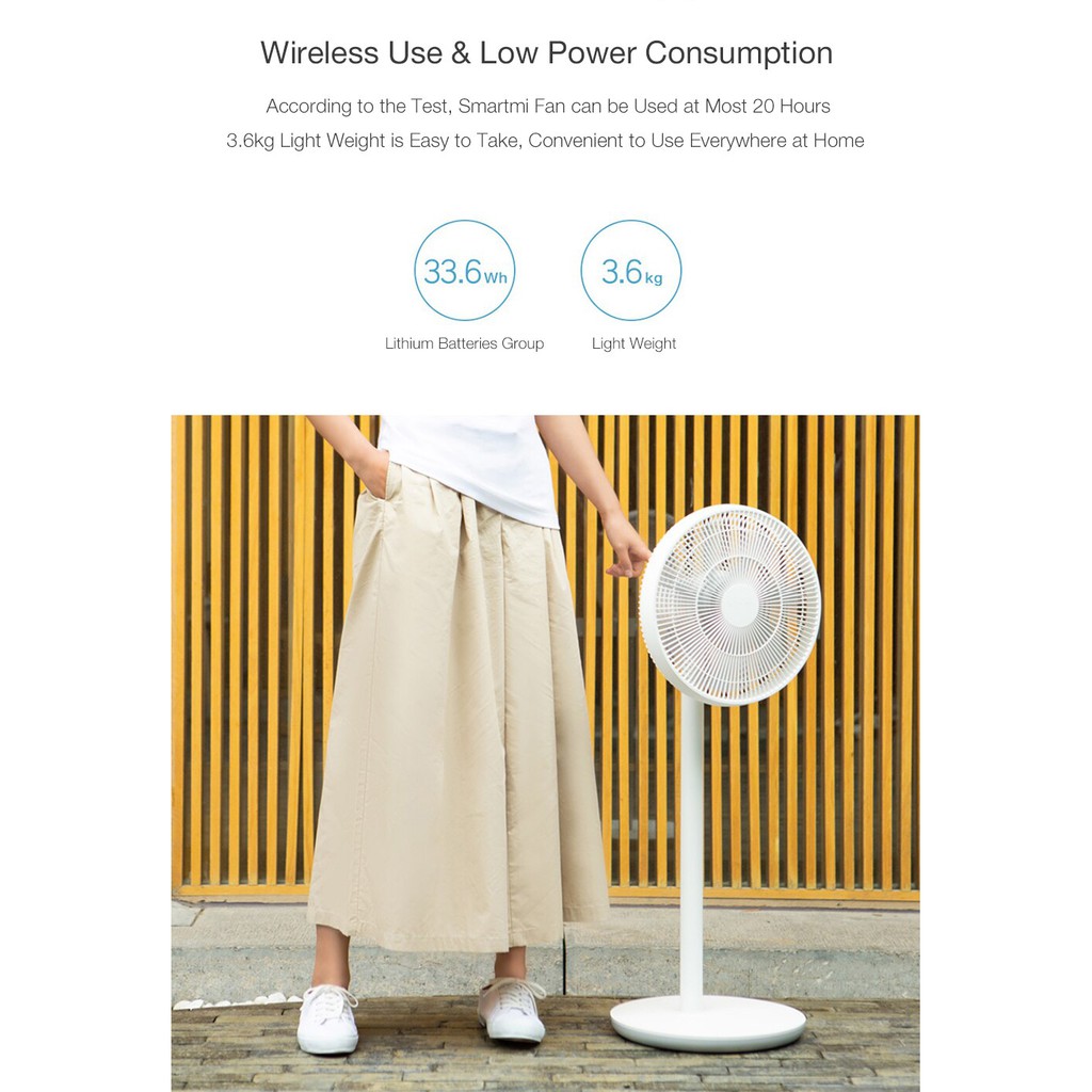 Quạt cây kèm pin 2800 mAh # Xiaomi wireless Floor Fan 2S (with battery)