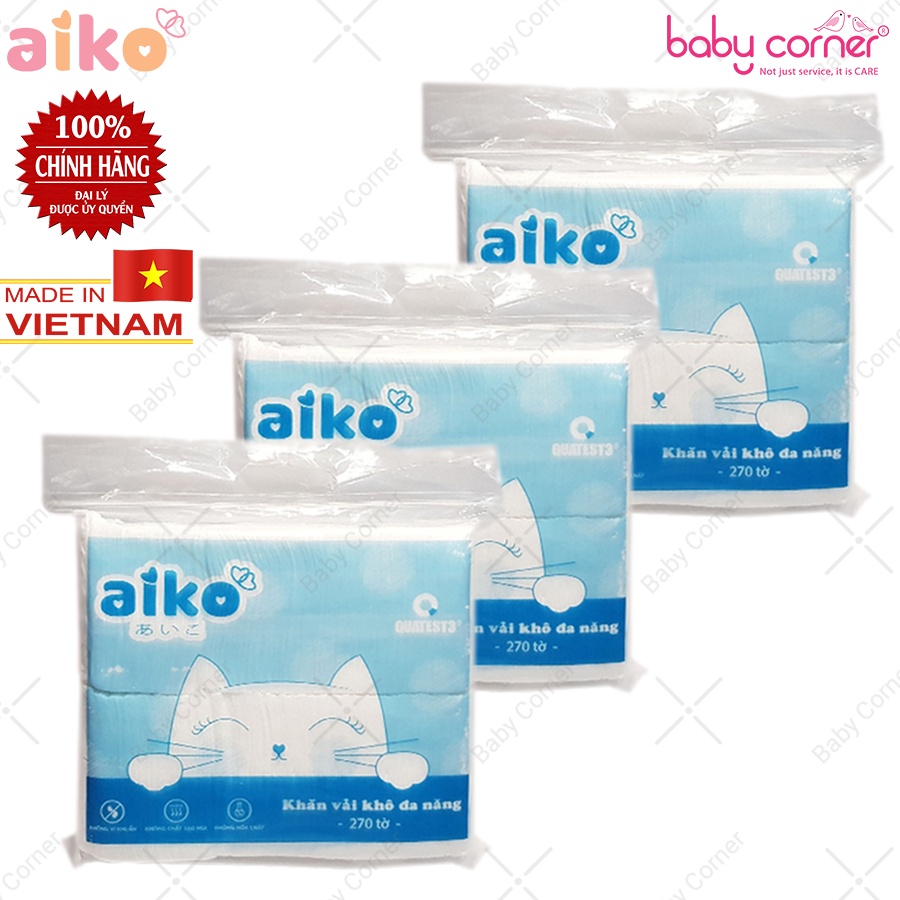 Khăn Vải Khô Đa Năng Aiko Gói 270 Tờ Cho Bé