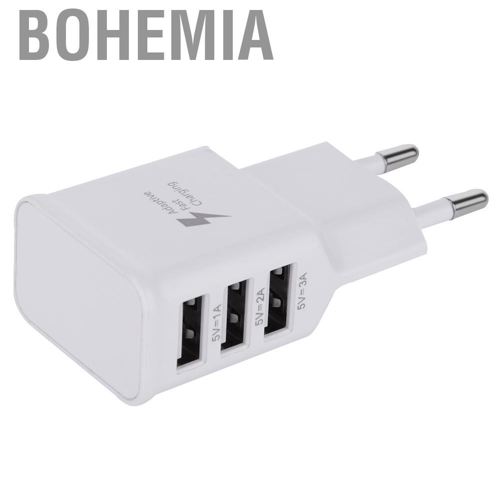 Đầu Sạc 3 Cổng Usb Gắn Tường Phong Cách Bohemia 100-220v