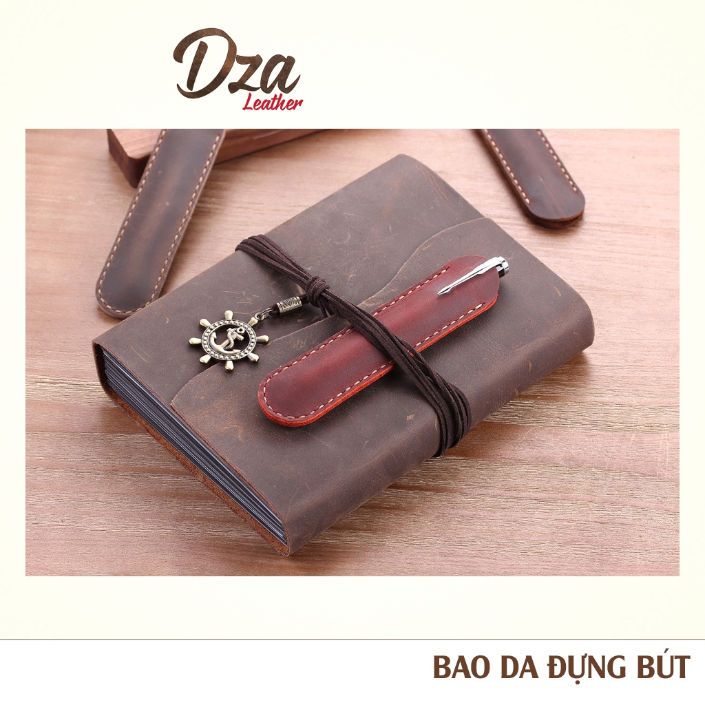 Bao da đựng bút da bò sáp Dza leather nhiều màu tùy chọn