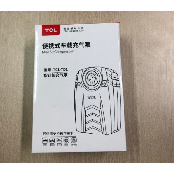 Sản phẩm  Máy bơm lốp ô tô màn hình cơ thương hiệu TCL TD1 Công suất 120W, sử dụng nguồn tẩu 12V ..