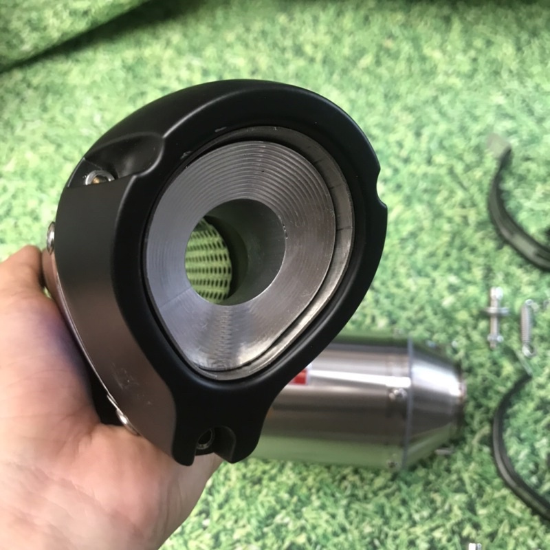 Pô AHM M3 titan - Bạc gắn Ex, Winner, Sirius, Raider, Satria, Wave, Drem...Tặng Kèm Tiêu Tiện CNC