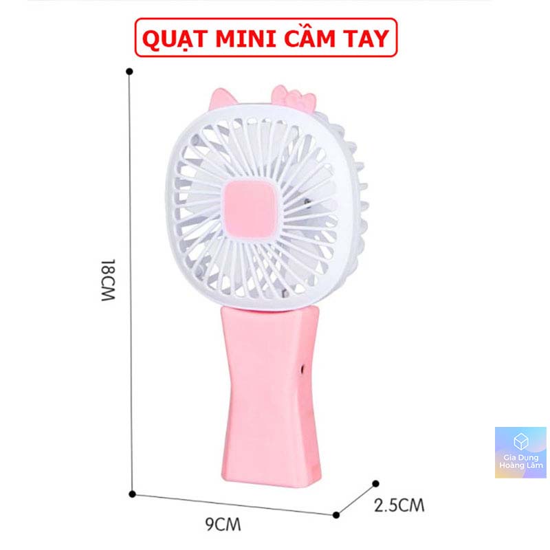 Quạt Kitty Sạc Tích Điện Mini Cổng USB Type C Cầm Tay Hoặc Đặt Bàn [QUẠT MINI]