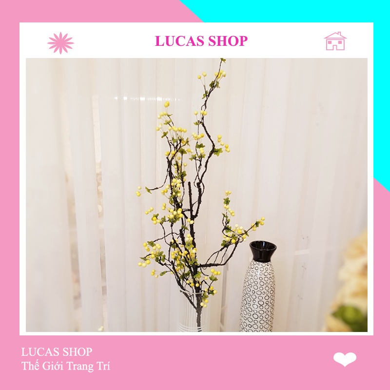 Cành Tuyết Cherry Cổ Cao Cấp 90cm Trang Trí Nhà Cửa, Sự Kiện, Cắm Điểm Đào Đông, Cành Lựu Sang Trọng