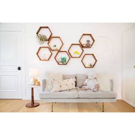 Kệ Trang Trí Tường Lục Giác/ Kệ Tổ Ong 6 Cạnh / Size 40cm x 9cm - Mộc. Home