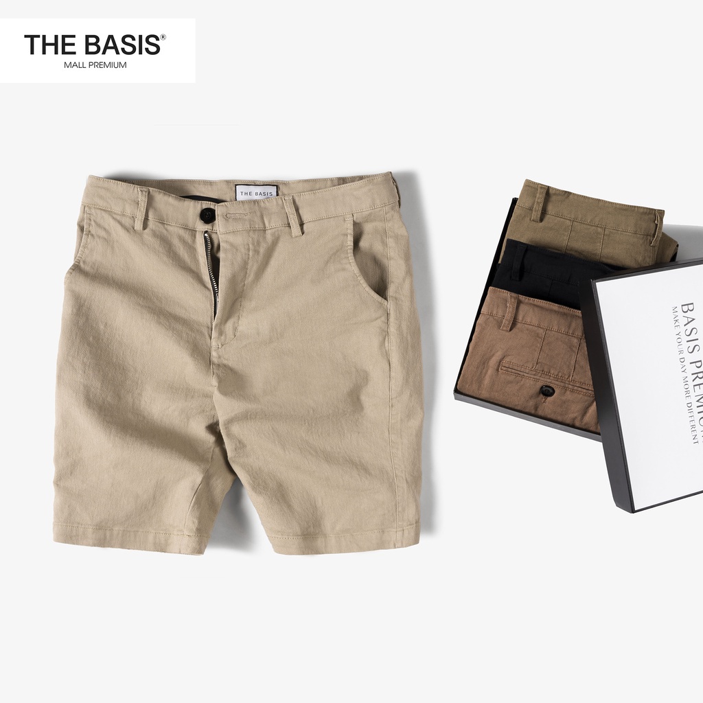 Quần short kaki nam THE BASIS, chât liệu kaki jean co giãn, form regular ôm vừa vặn QK05 - HÀNG MỚI VỀ