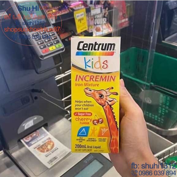 Siro centrum kids incremin iron mixture 200ml úc, giúp ăn ngon miệng hấp thu tốt hơn cho trẻ biếng ăn từ 6 tháng tuổi