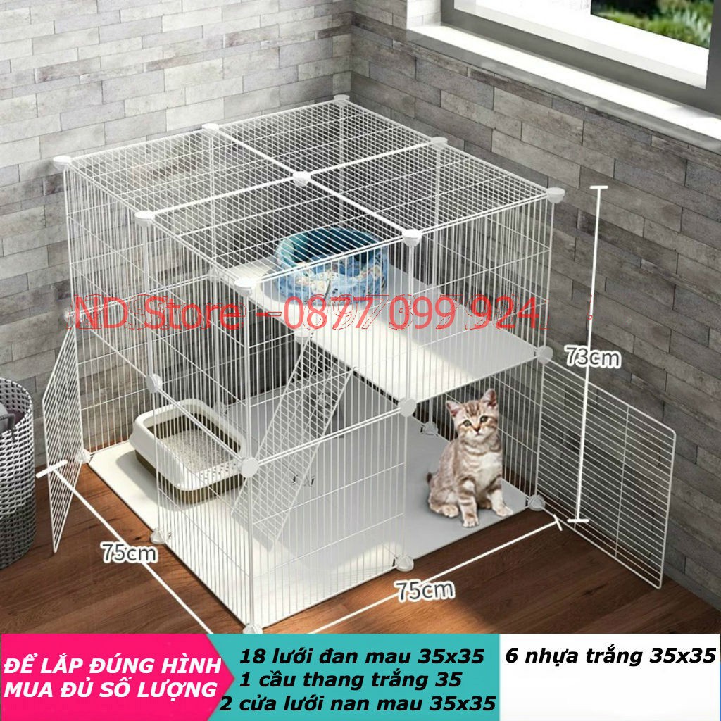 Chuồng Quây Chó Mèo Lắp Ghép Từ Tấm Lưới Sắt, Tấm Nhựa Nhiều Màu Kích Thước 45x35cm, 35x35cm [TẶNG KÈM 02 CHÔT GẮN/TẤM]