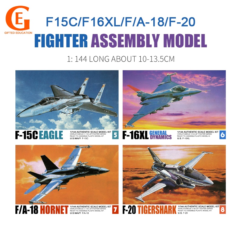 Mô Hình Máy Bay Chiến Đấu USA F15C Eagle F16XL FA18 Hornet F20 Bằng Nhựa Tỉ Lệ 1/144