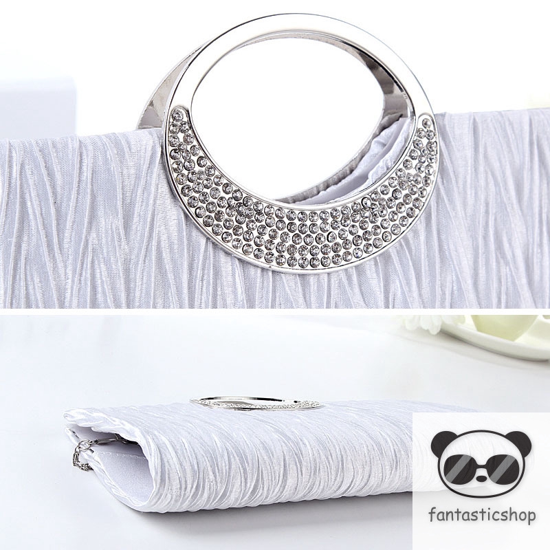 Ví Cầm Tay Bằng Satin Đính Đá Thời Trang Dành Cho Nữ