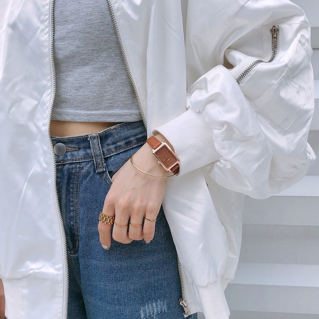 Đồng hồ thời trang nữ Jigin chính hãng, phong cách Hàn Quốc, mặt chữ nhật, dây da mềm mỏng ôm tay ( Mã: JG01 ) | BigBuy360 - bigbuy360.vn