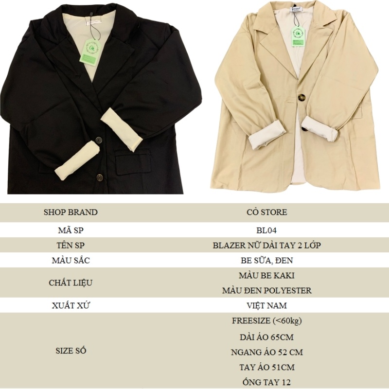 Áo balzer nữ dài tay ngắn tay áo khoác vest phong cách Hàn Quốc BL04 | BigBuy360 - bigbuy360.vn