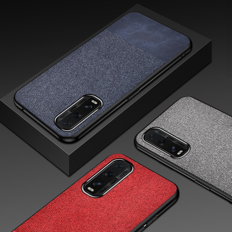 Oppo Find X2 Pro Reno 2 Z 2Z 2F 10X Leather Spliced Fabric Thin Phone Case Shockproof Casing Matte Protection Soft Shell Cover