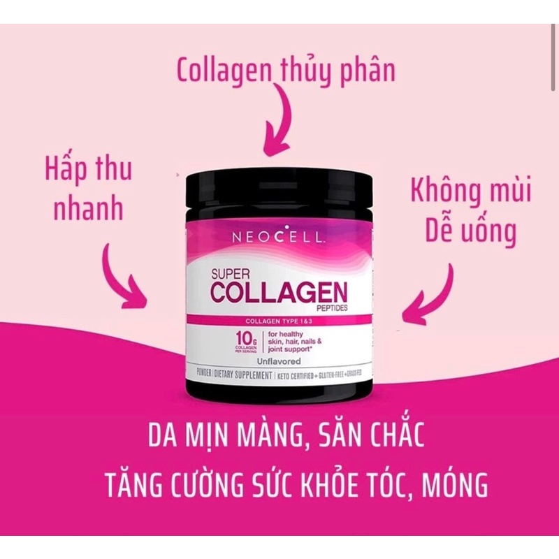 Bột pha Super Collagen Neocell Peptides mẫu mới nhất