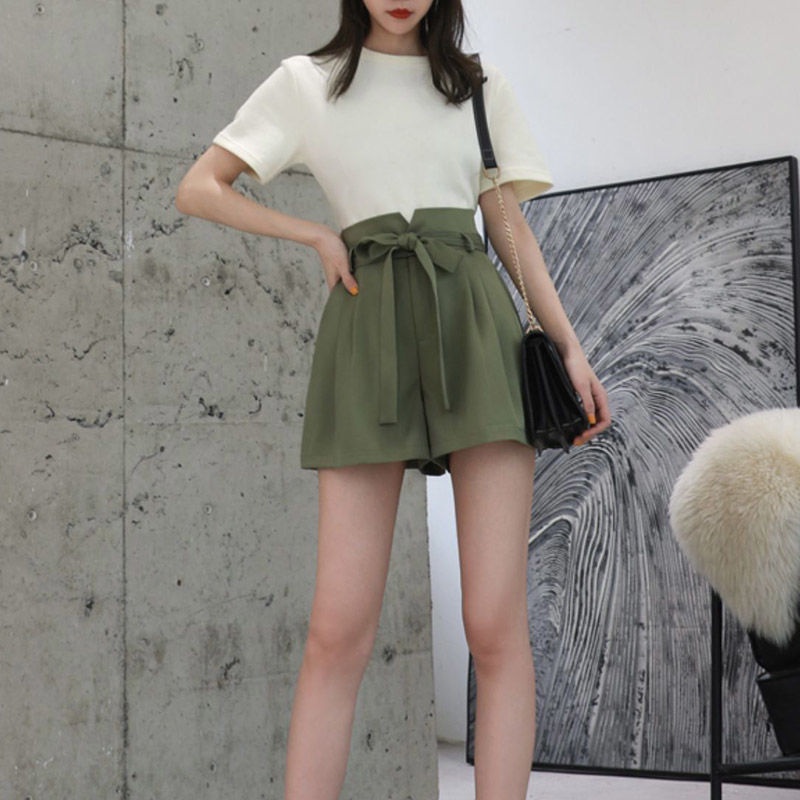 Quần Short Lưng Cao Ống Rộng Thắt Nơ Chất Liệu chiffon Thời Trang Hàn Quốc Mới Cho Nữ quần đùi nữ NZ-DK-23