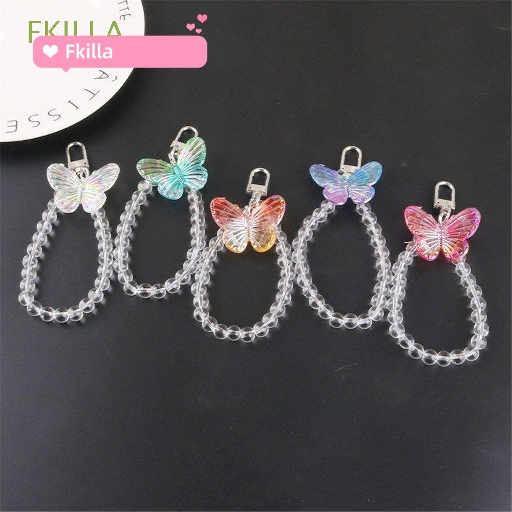 ☆FKILLA☆ Chuỗi hạt sáng tạo mới Chuỗi đeo tay Chuỗi móc khóa ô tô Mặt dây chuyền dễ thương đầy màu sắc acrylic túi bướm trang trí
