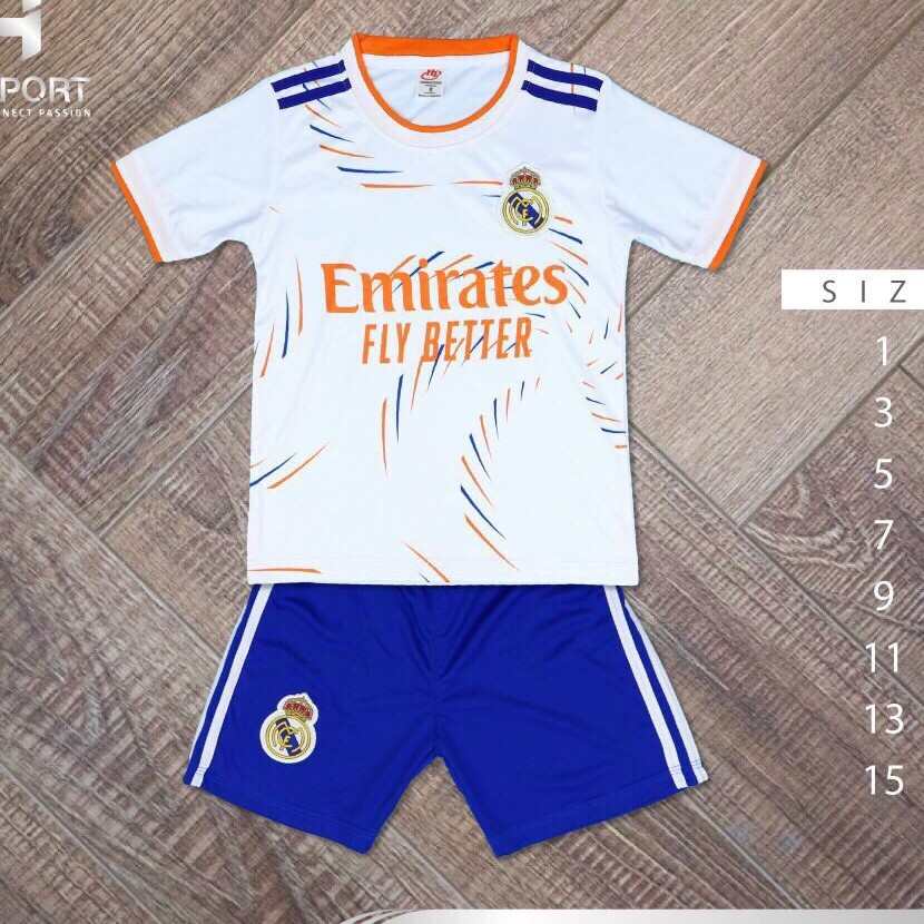 Bộ áo bóng đá trẻ em Real Madrid xanh ngọc 2019-2020