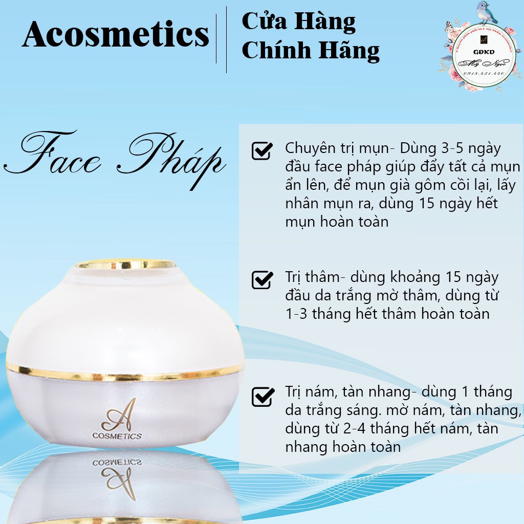 Kem face Pháp FREESHIP Kem dưỡng trắng da,Chuyên giảm mụn, thâm, nám, tàn nhang, cung cấp collagen giúp da trắng sán