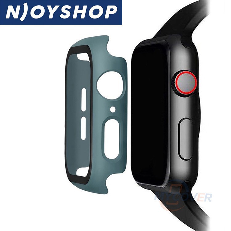 Ốp Apple Watch Kính Cường Lực Viền Silicon 38 42Mm 40 44Mm - Apple Watch Series 5 4 3 2 1 - Case Apple Watch NJOYSHOP