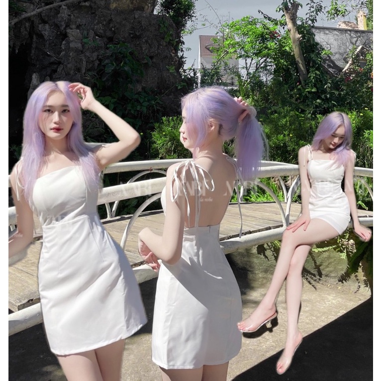 Đầm hở lưng cột dây Zusi