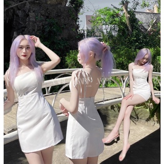 Đầm hở lưng cột dây Zusi